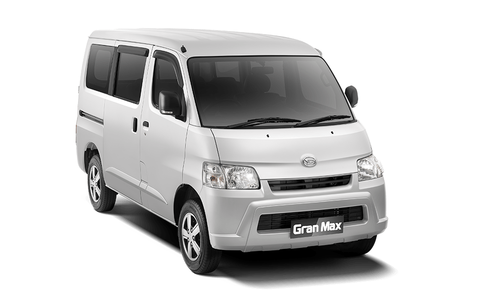 Tampilan depan Daihatsu Gran Max Minibus warna putih sebagai pilihan mobil angkut penumpang dan niaga yang andal
